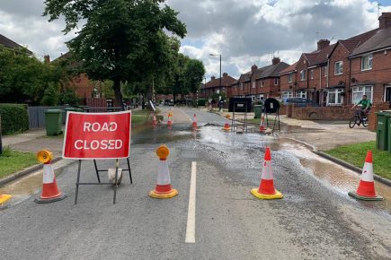 Burst water main has closed a road in York