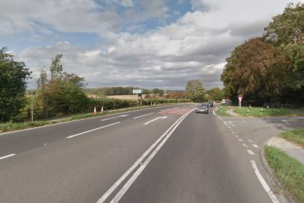 Car gutted by fire on A64