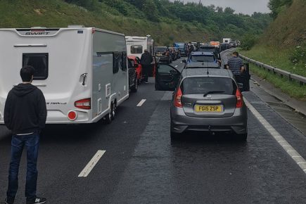 Police incident closes A64 – aerial video shows huge tailbacks