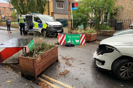 Car crashes into concrete blocks on York street – Man arrested