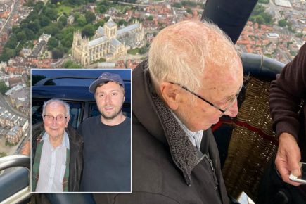 High-flying hero! D-Day veteran Ron, 98, achieves lifelong ambition to soar over York in a balloon
