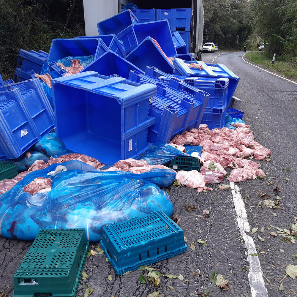 Pork spillage causes traffic delays on main North Yorkshire road