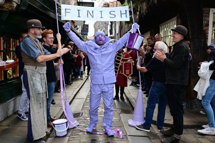 Watch: ‘I feel very emotional’ – Cheers ring out as Purpleman completes his epic slo-mo York walk
