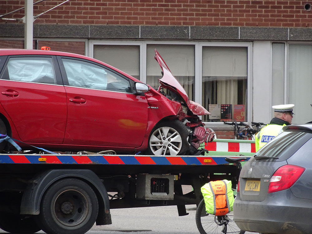 Updated: Car crashes into York Hospital after collision with motorbike