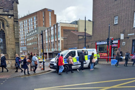 Police tape off York city centre street