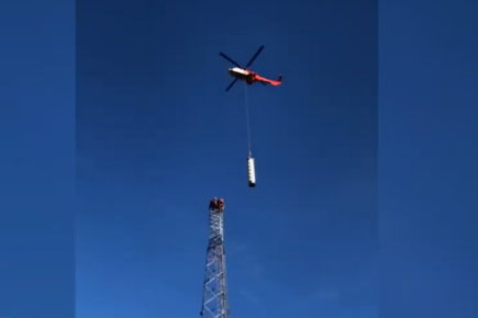Watch: Helicopter lifts TV mast equipment in place at Bilsdale