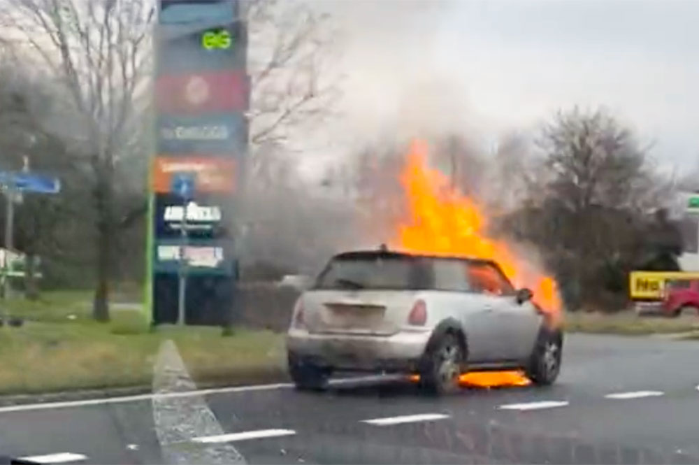 Video: Car bursts into flames on York roadside