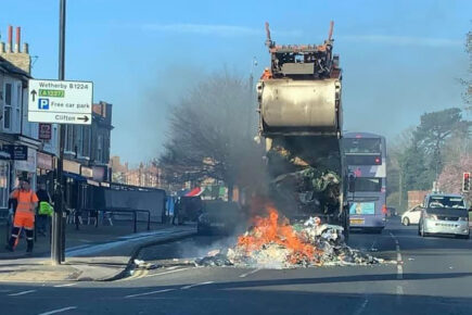 Updated: York bin lorry driver ‘prevents a major incident’ by jettisoning burning rubbish onto road