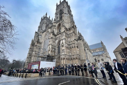 Watch: Hundreds of York school students form a chain of peace for Ukraine across the city