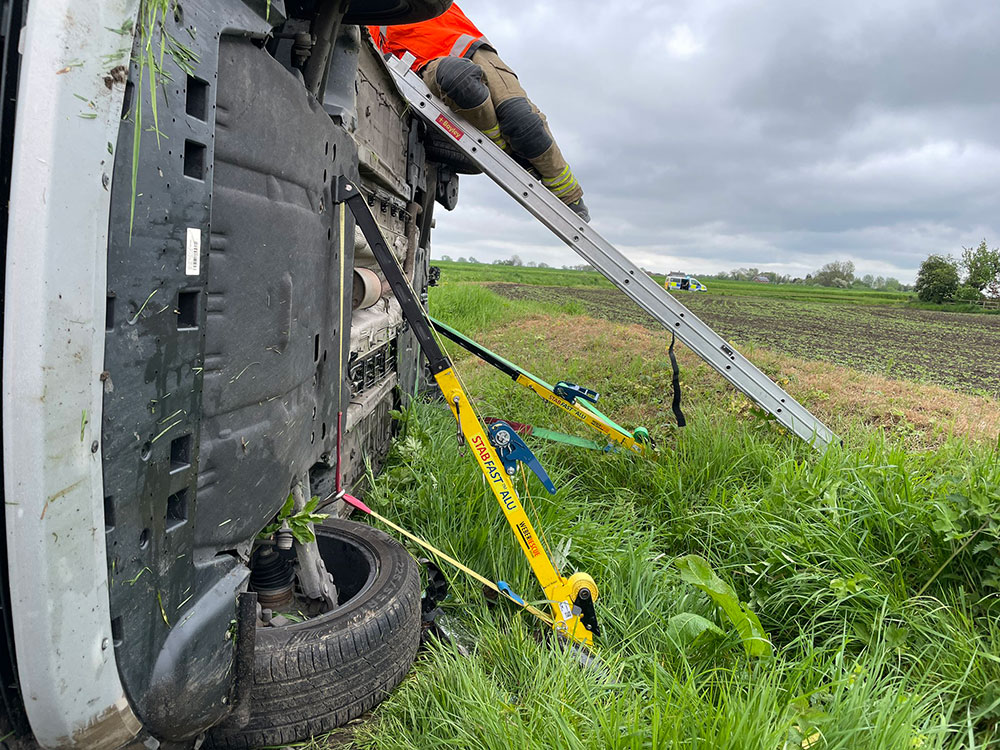 Man taken to hospital after car crashes into field