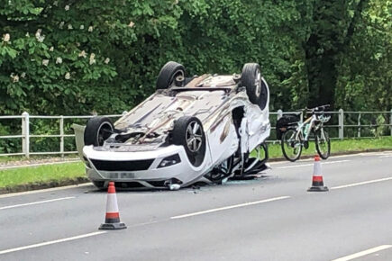 Prison van containing two inmates crashed into car in York