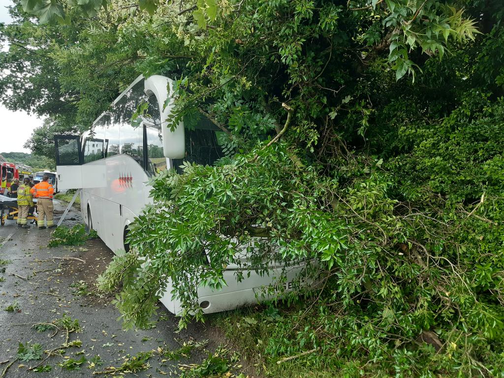 Coach driver escapes serious injury after accident