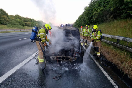 BMW destroyed in blaze on North Yorkshire road