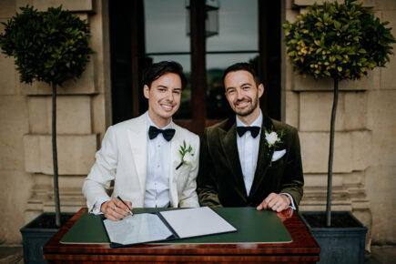 Rugby League referee James marries fiance Steven at beautiful North Yorkshire venue