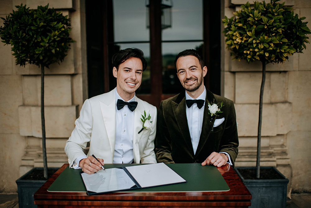 Rugby League referee James marries fiance Steven at beautiful North Yorkshire venue