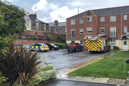 Fire crews have to force their way in to flood-hit property in York