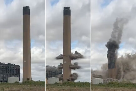 Watch: Going, going, gone! Eggborough power station disappears in a cloud of dust