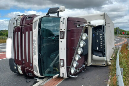 Updated: Road reopens after lorry overturned