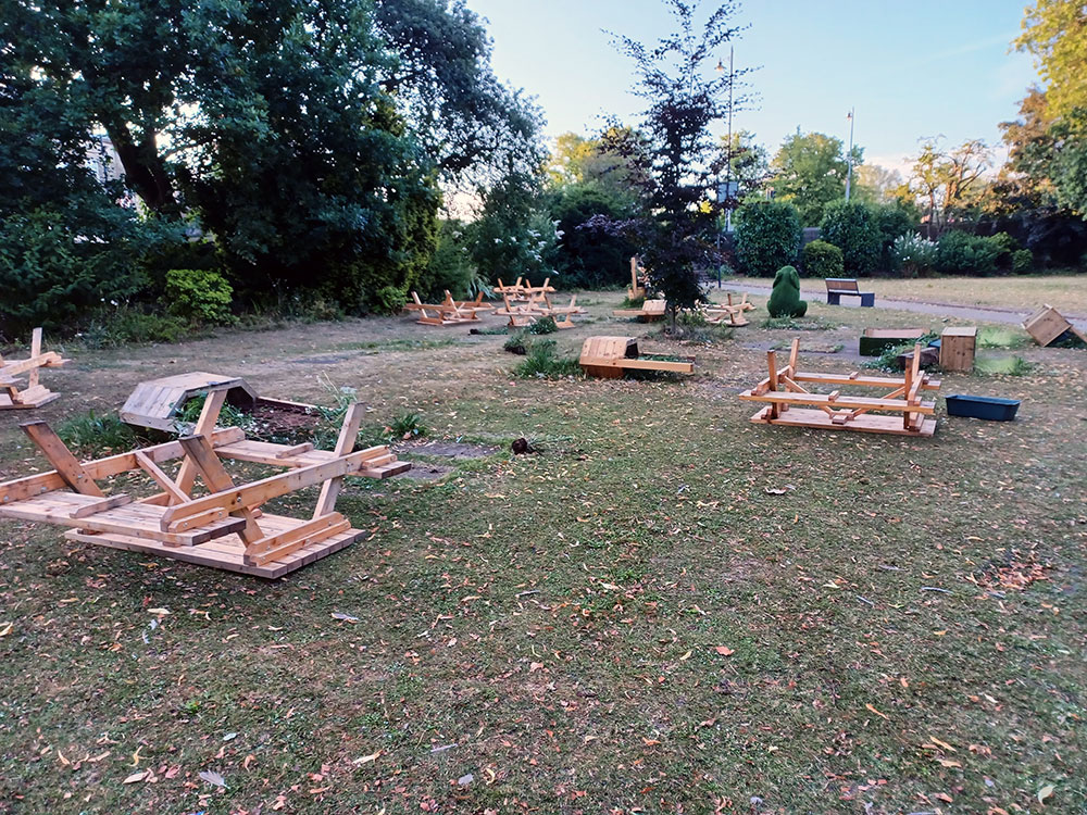 Fury as vandals trash York park and rip trunk off grass elephant