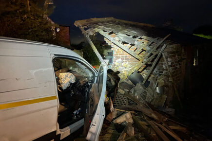 Van crashes into outbuilding near Selby