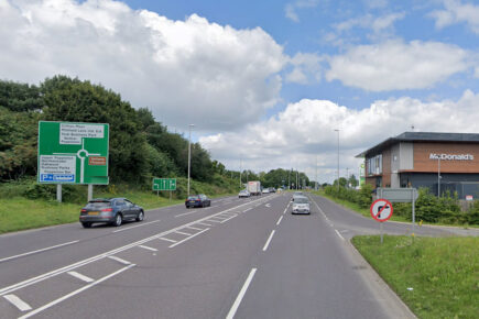 Car and HGV crash on York roundabout