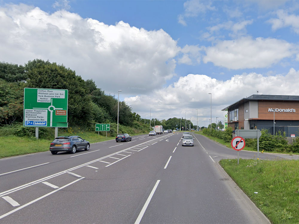 Car and HGV crash on York roundabout