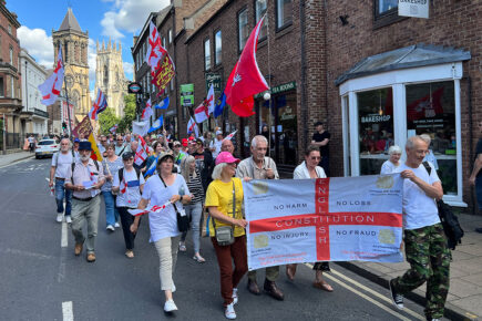 Watch: English nationalists march through the city demanding a parliament in York