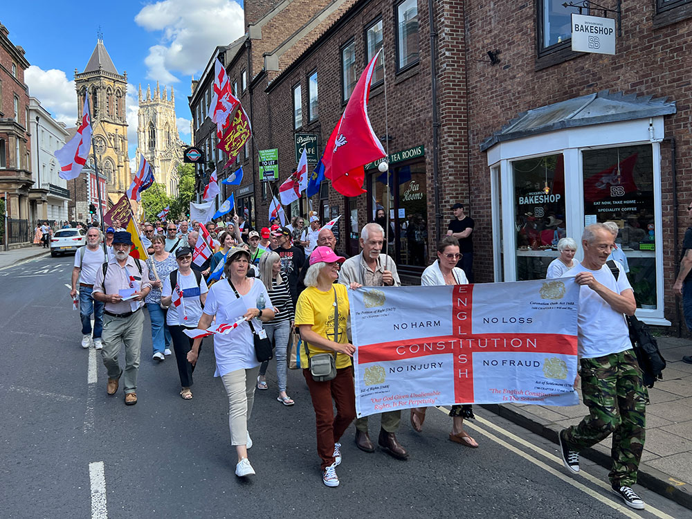 Watch: English nationalists march through the city demanding a parliament in York