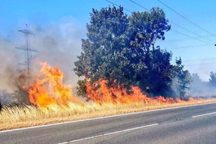 Dramatic pictures show roadside fire near York