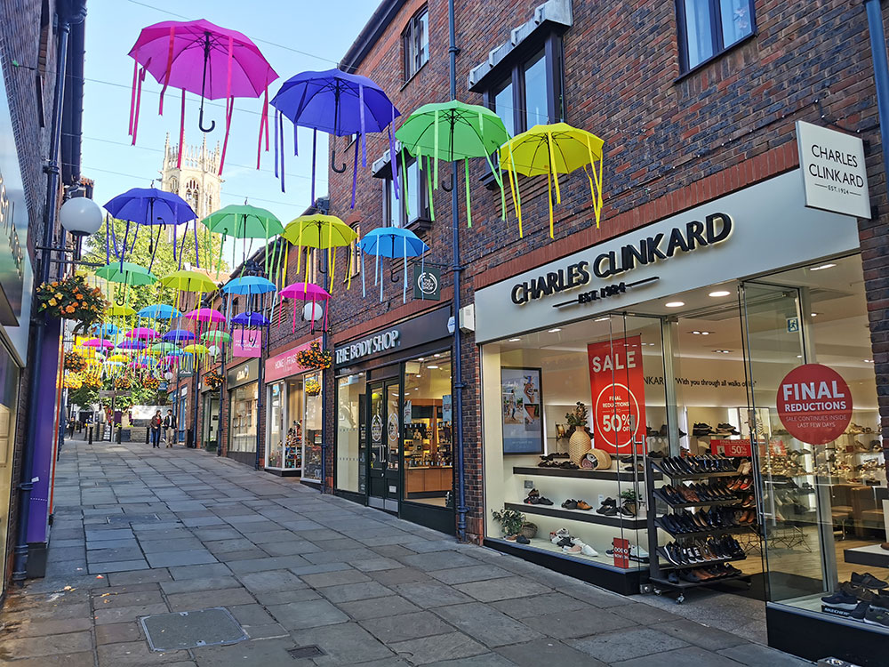 Jellyfish brollies sign off a sunny summer in Coppergate
