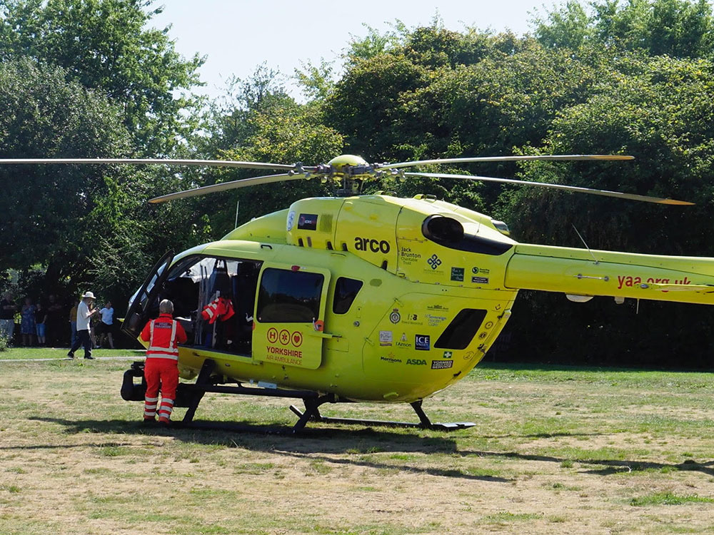 Pictures: Air ambulance lands in York park following medical emergency