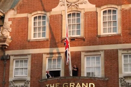 Watch: Flag lowered to half mast and a minute’s silence held for Queen in York