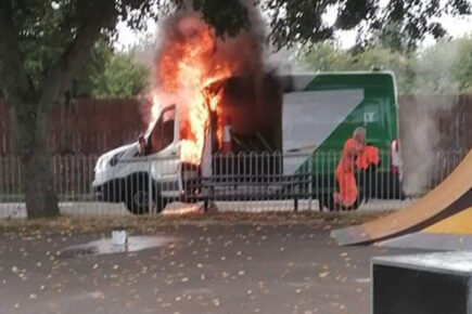 Skatepark team help to tackle van fire