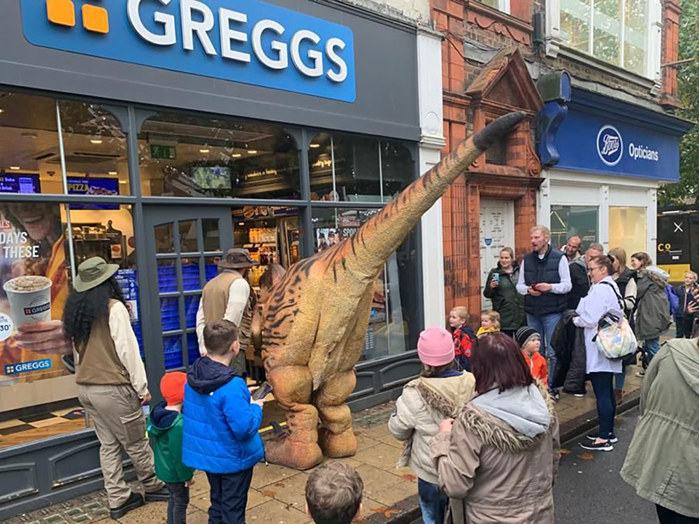 Pictures: Dinosaur raids Greggs in York