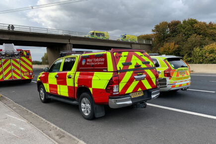 Driver of car transporter dies after crashing into bridge on the M62