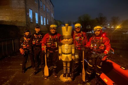 York Rescue Boat team pull the Nutcracker figure out of the Foss