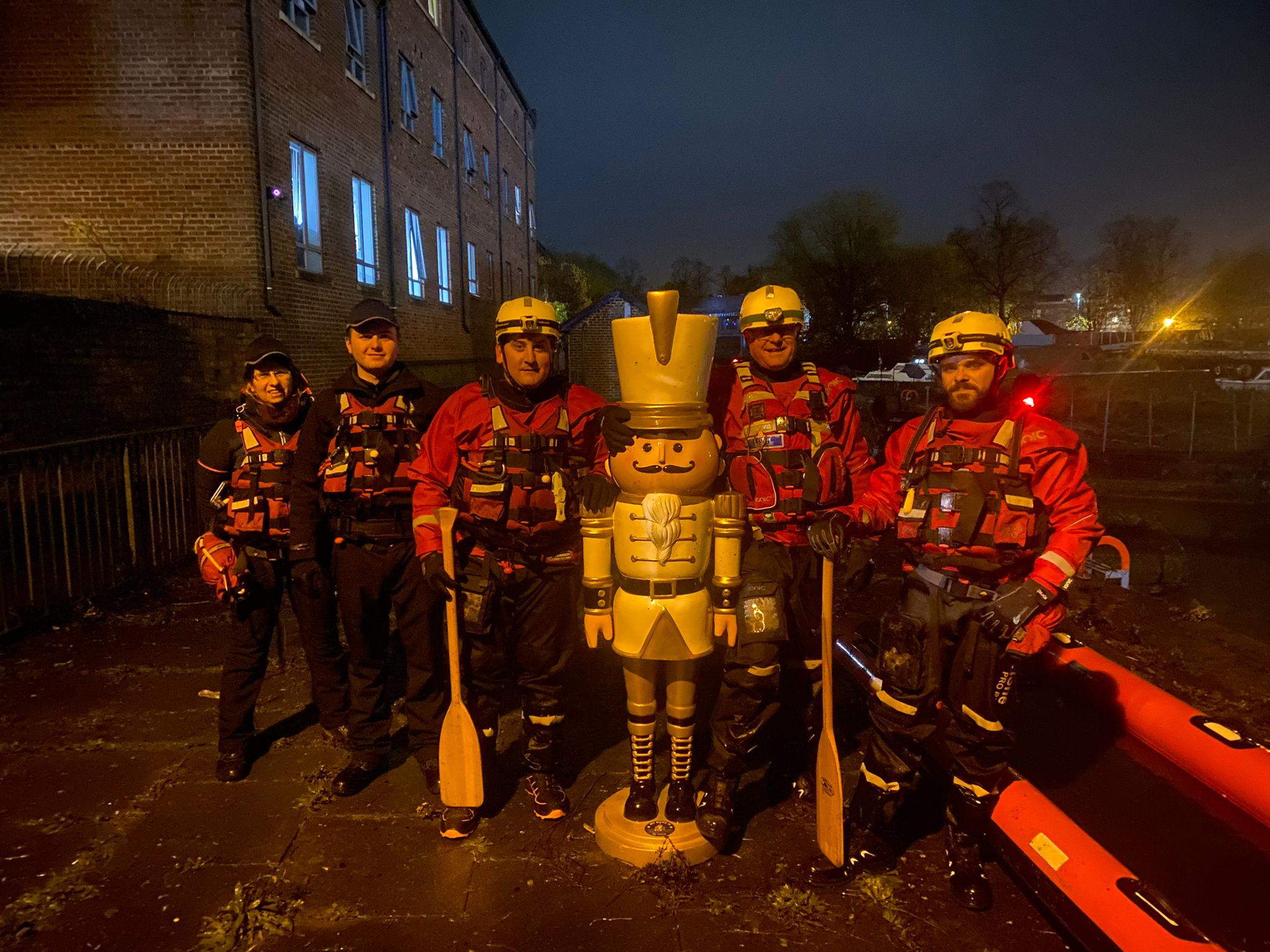 York Rescue Boat team pull the Nutcracker figure out of the Foss