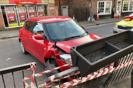 Car crashes into barrier blocking York road