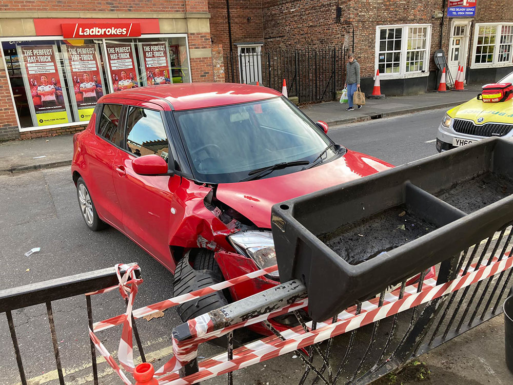 Car crashes into barrier blocking York road