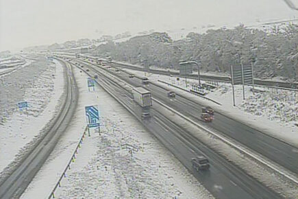 Snow causing travel problems in parts of North Yorkshire with motorway slip road closed