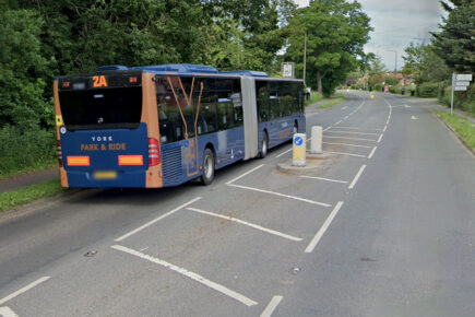 Tesla crashes into the back of a bus in York