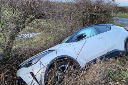 Car ends up in ditch after crash west of York