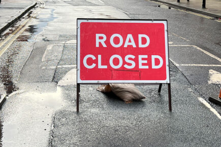 Updated: Main road closed after HGV hits a wall