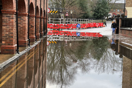 York road is closed by the floods – but city largely unaffected as river peak approaches