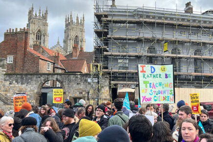 Video and pix: Strikers take to the picket lines and stage rally in York