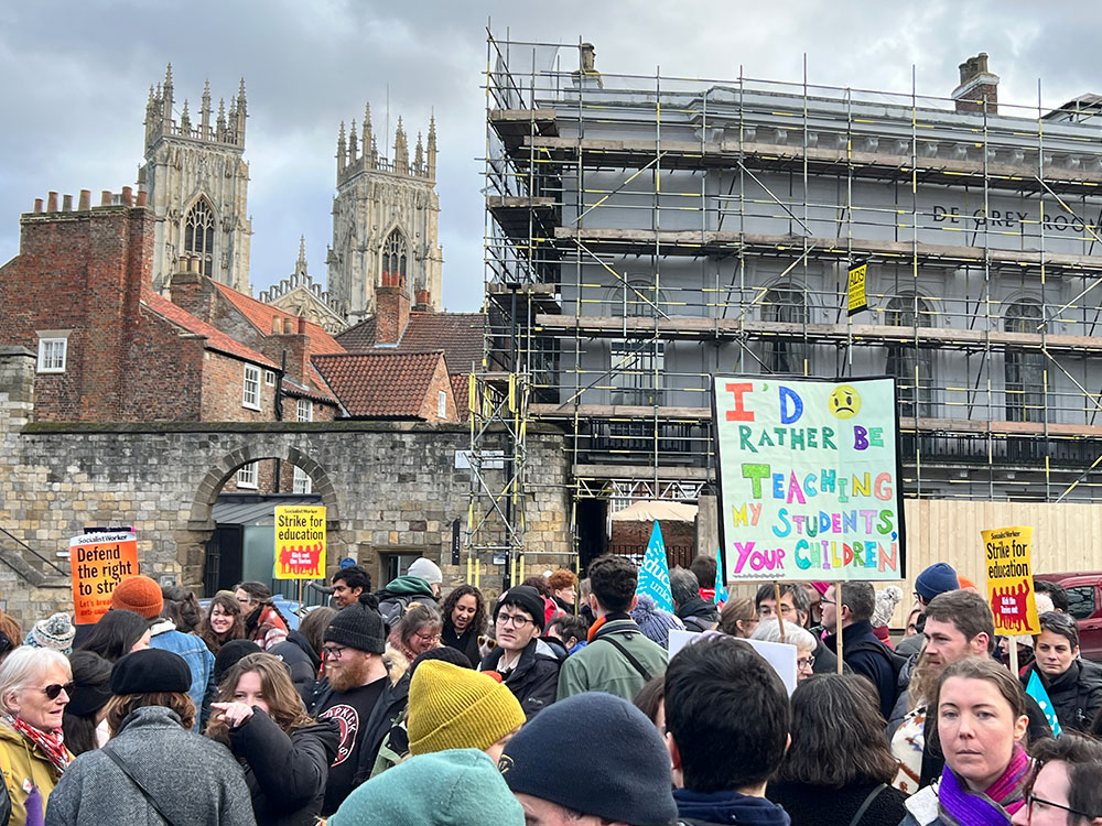 Video and pix: Strikers take to the picket lines and stage rally in York