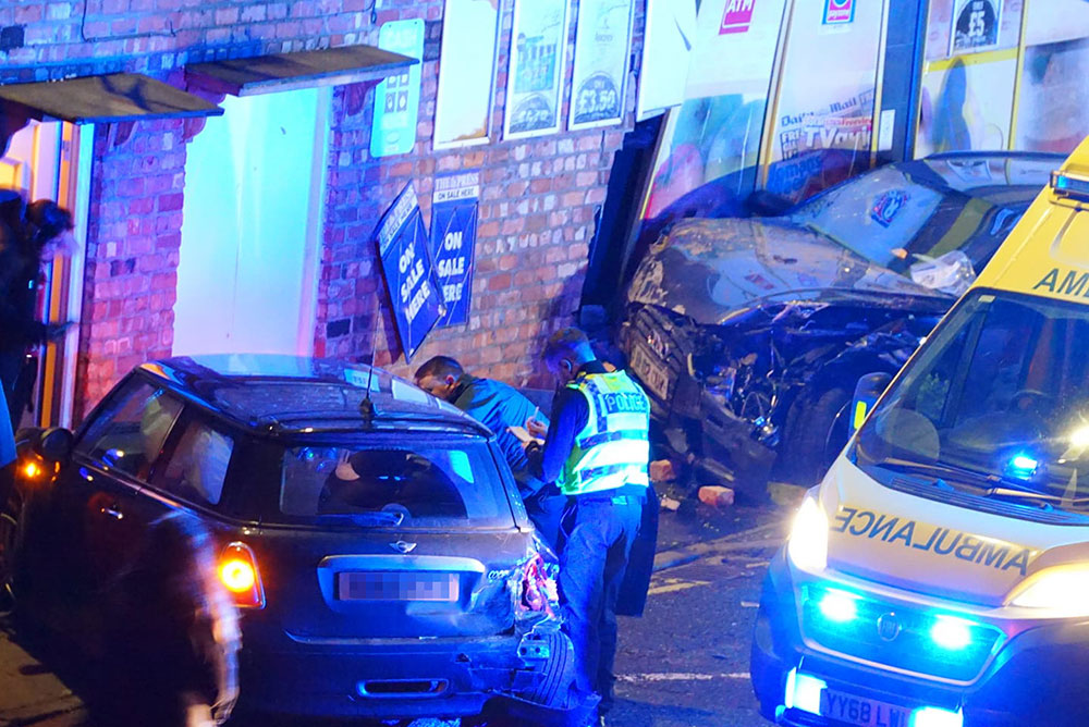 Dramatic picture shows the scene moments after a car crashed into a shop in York