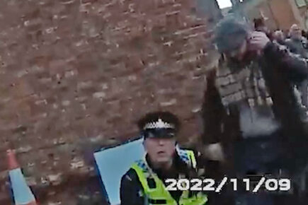 Watch: Police bodycam footage shows the arrest of the protester who threw eggs at the King in York
