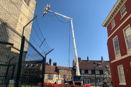 Pictures: Huge spotlights shine into York Minster as filming on The Crown prepares to start