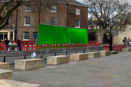 Huge green screen appears in front of York Minster as filming on The Crown continues